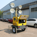 The mobile light tower rises and falls smoothly